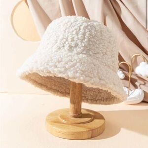 Beige Sherpa Bucket Hat One Size